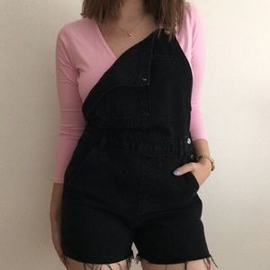 Black Denim Overalls